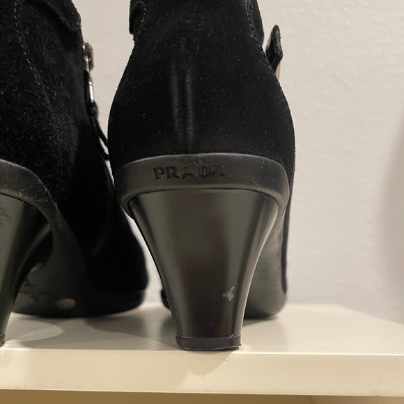 Prada- Black suede booties - Picture 7 of 15